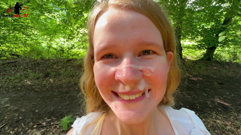Bikergirl_97: Facial and Risky Sperm Walk in the Forest