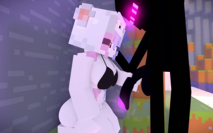 VideoGamesR34: Minecraft porno-animatie - meisje zuigt pik enderman