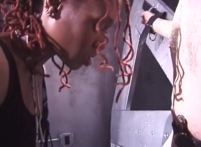 Femdom Austria: Black and white mistress dominate slave in dungeon