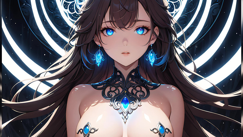 LustRender: Soft Starlight, une jeune femme magnifique aux yeux brillants dans...