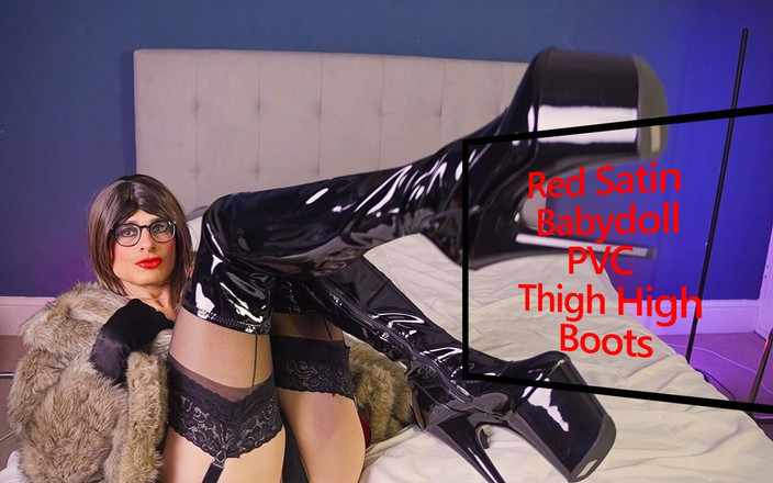 JessicaXD: Rote satin-baby-puppe &amp; pvc-halterlosen stiefeln