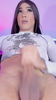 Shemale Femboy Sucking and Riding Cock Brunette