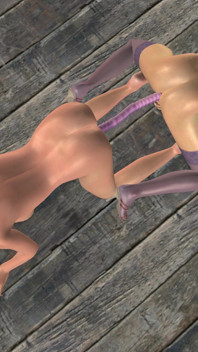 3D animierte lesbische lust: Vollbusige MILF muschi schleift & Doppeldildo fickt zierliche teen-muschi