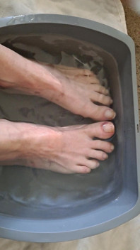 Simp to My Veiny Feet Soaking in a Foot Bath