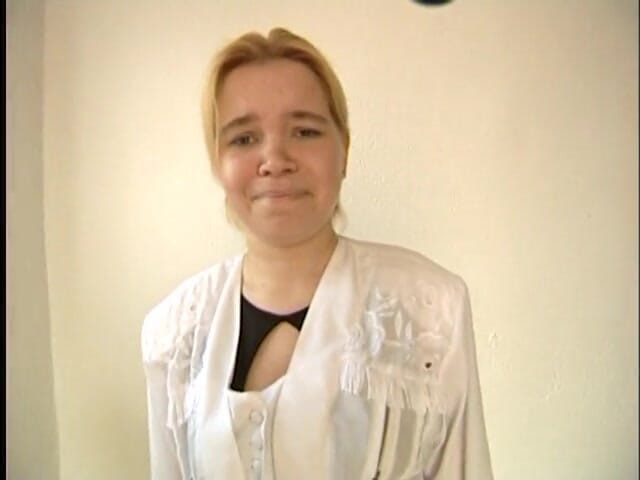 Lucky Cooch: Blonde lady giving an interview