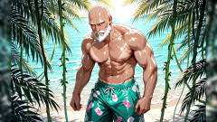 Erotic Man: Stilig skallig gammal man skjortlös