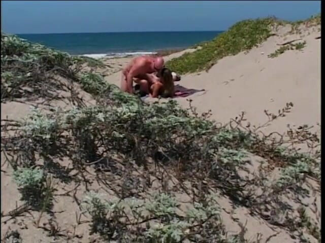 Sex Karma: Brunette beach lover sucks, rides and gets drilled by bald...