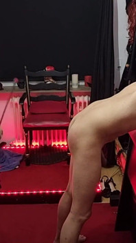 MILF Domme Crops Hooded Slave's Trembling Ass Raw