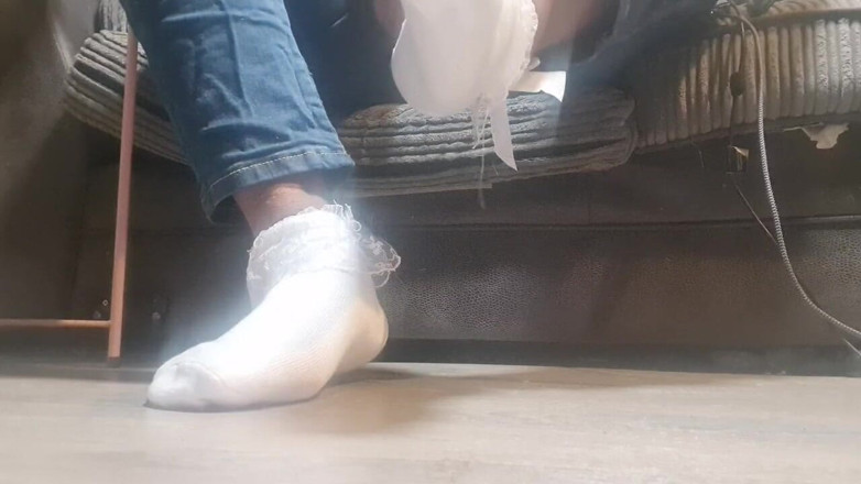 Simp to my ebony feet: my pretty white socks