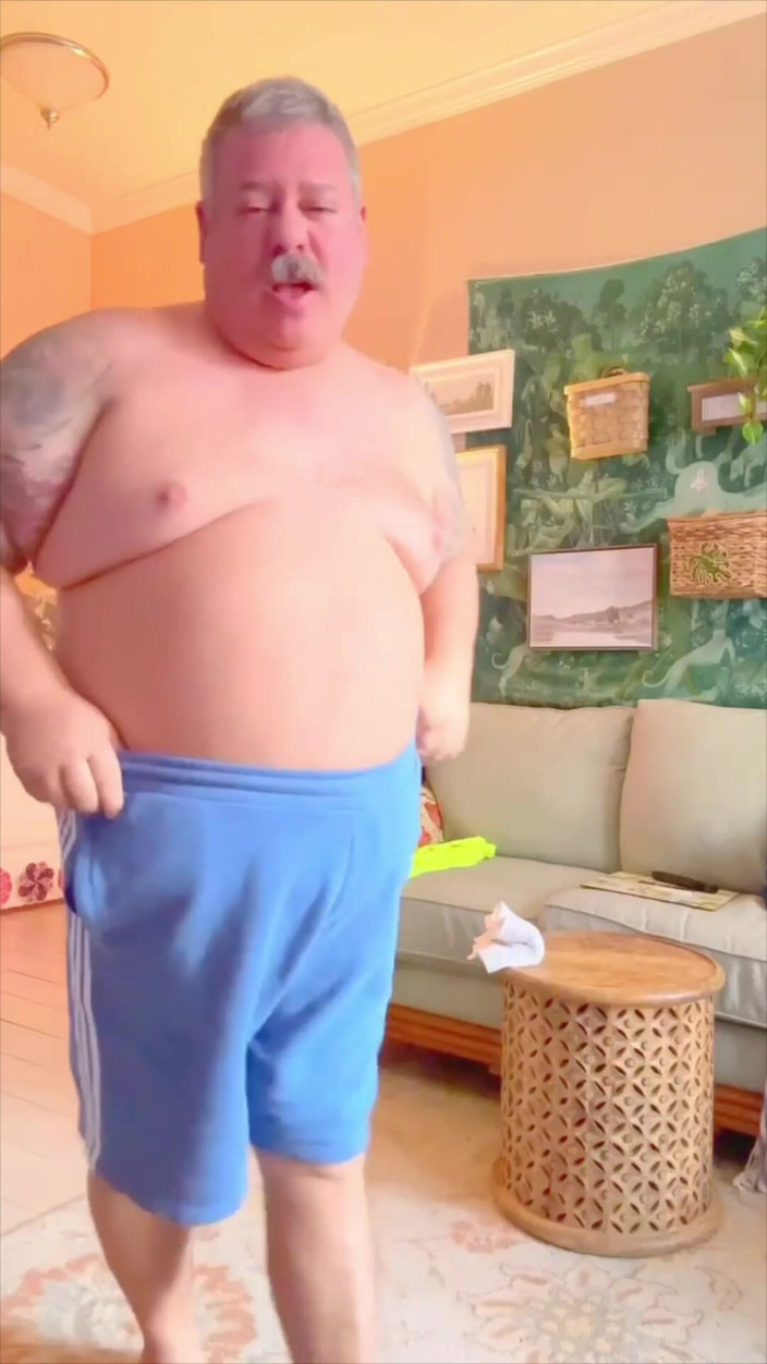 Hand-Free-Daddy-Chub: Erotisch, Nackt, Fetter Mann, Bauchbärn-tanzen