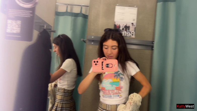 Katty West: Katty West Naughty in Locker Room, Touching and Peeing in...