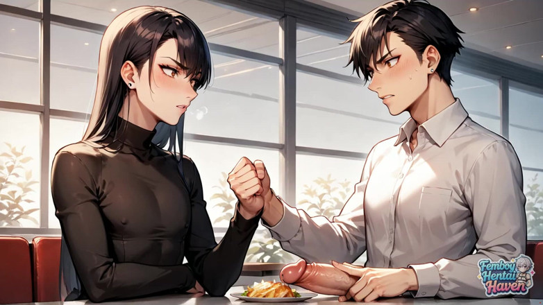 Femboy Hentai Haven: La vitrine du travesti au café transforme le plus grand...
