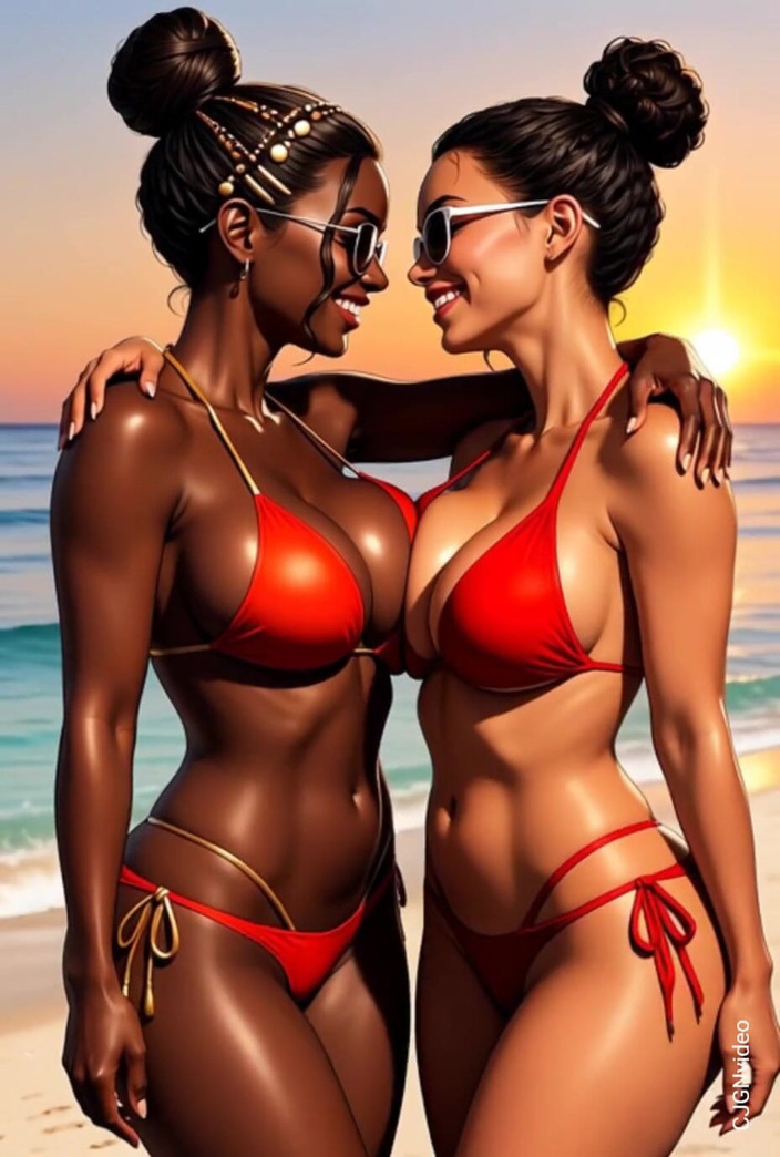 Hot girl dancing: Líbání africké holky na pláži, Ai Animace