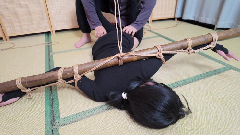Aisan girl bondage: Xr40-a Girl in Black Stocking Is Tied to a Cross