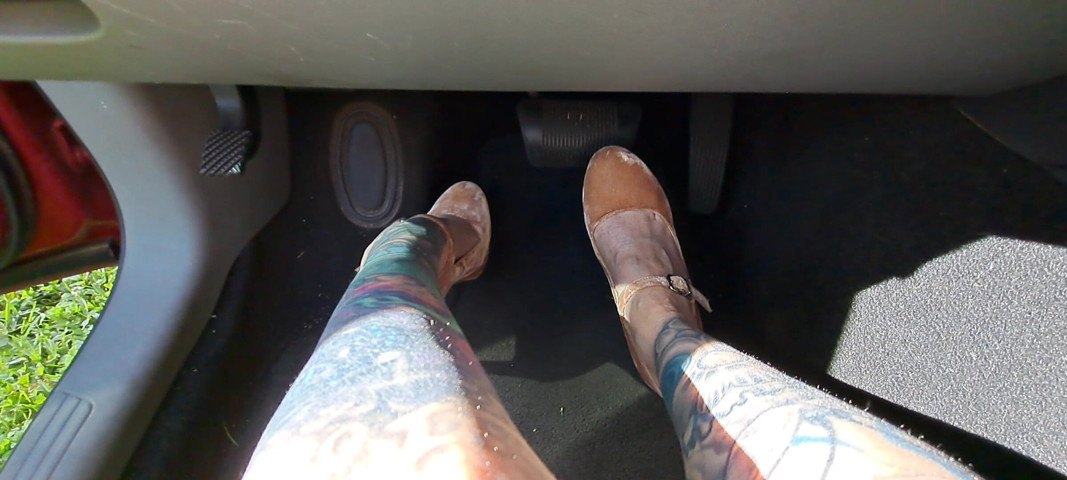 Pedal Pushing in Beige Velvet Stiletto Pumps (Pandora SG)