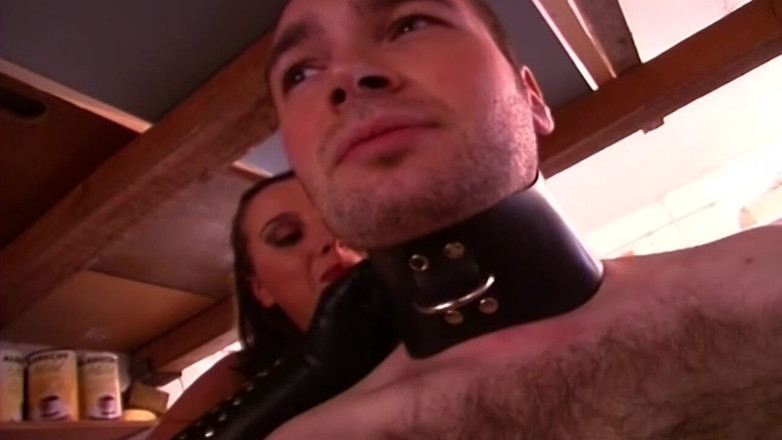 BDSM6.CLUB: Leather Domme Pegs Suspended Stud Deep and Hard