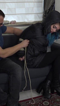 Luna Grey - chaqueta de down bondage hd