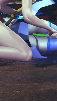 Robot girl bere anální korálky do zadku