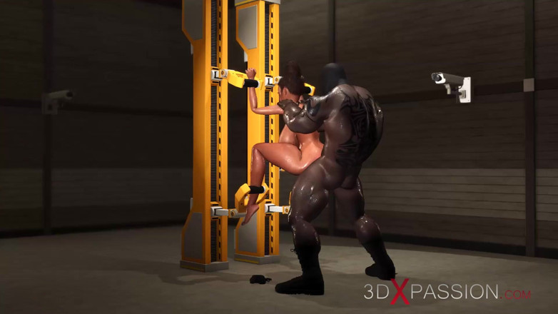 3dxpassion: 立ち入り禁止区域。セクシーな黒檀に拘束gest積ハードによって黒の大きなコック