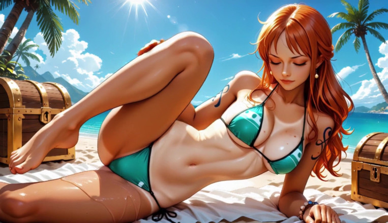 Sdanimacionescol: Nami hart gefickt von Luffy und Zoro - Dreier am strand...