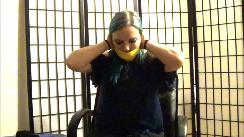 Selfgags classic: Self gagged college girl
