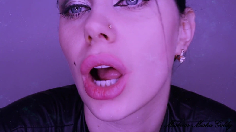 Goddess Misha Goldy: 艶やかな黒い唇があなたを完全にコントロールします!魅惑のJOI