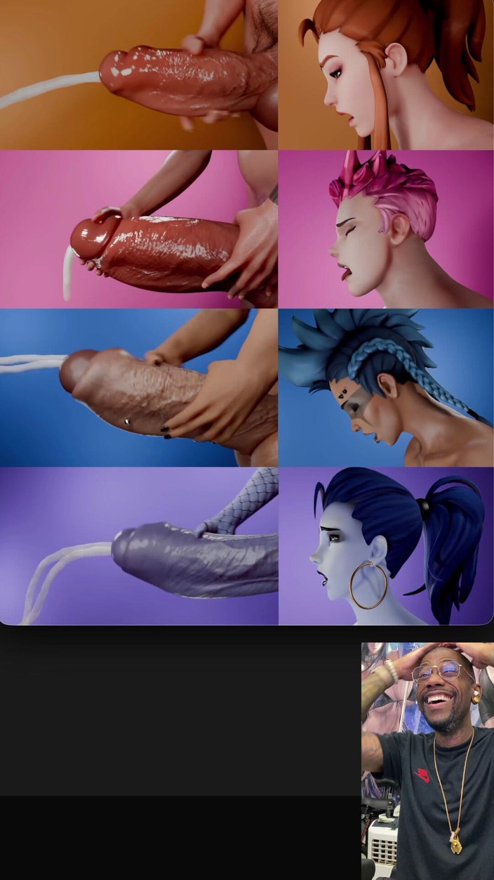 L6RD7BLU3 FUTA: Múltiples zorras transgénero de Overwatch masturbándose y corriéndose al mismo...