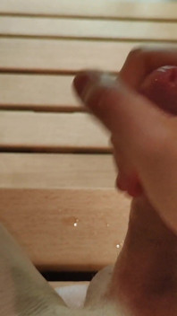 Young Skinny White Boy Jerking in the Sauna