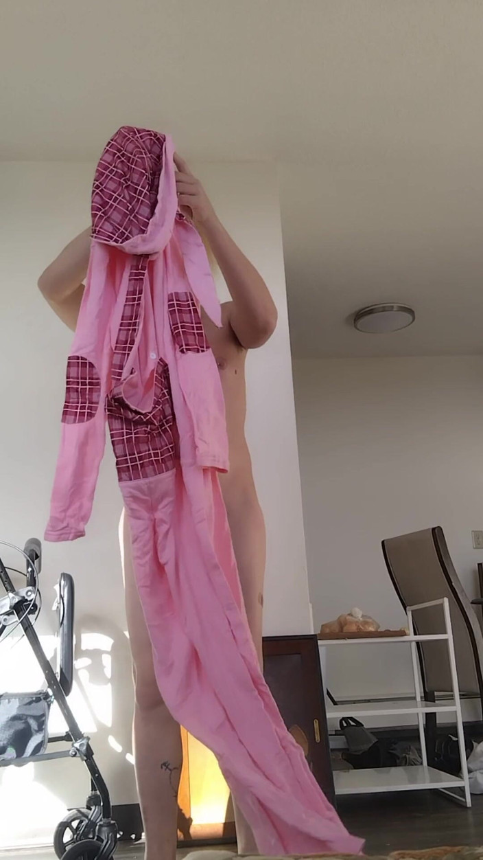 LilTaste: Transwoman Opening One-piece Pink Rabbit Pajamas Bodysuit (with Button-up Buttflap) Viewer-gift