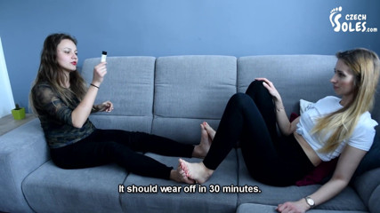 Czech Soles - foot fetish content: Two girls glued their sexy bare feet together!