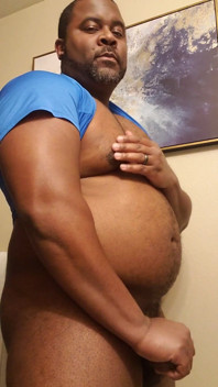 Playing with My Belly and Swinging My Black Cock Around