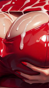 Sledujte, jak si Ai Amber šťastně hraje se svými latexovými kozami plnými spermatu