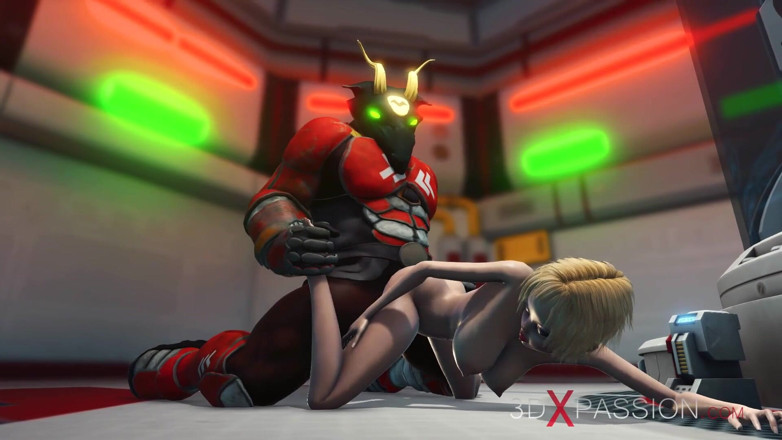 3dxpassion: Raksasa Alien mengongkek keras si blonde muda di makmal pancutan...