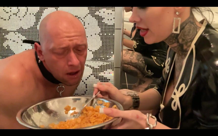 Strict Senz: Miss Alessa Milano给我的厕所奴隶喂食