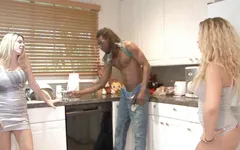 Stepmom and stepdaughter banged by a huge black cock