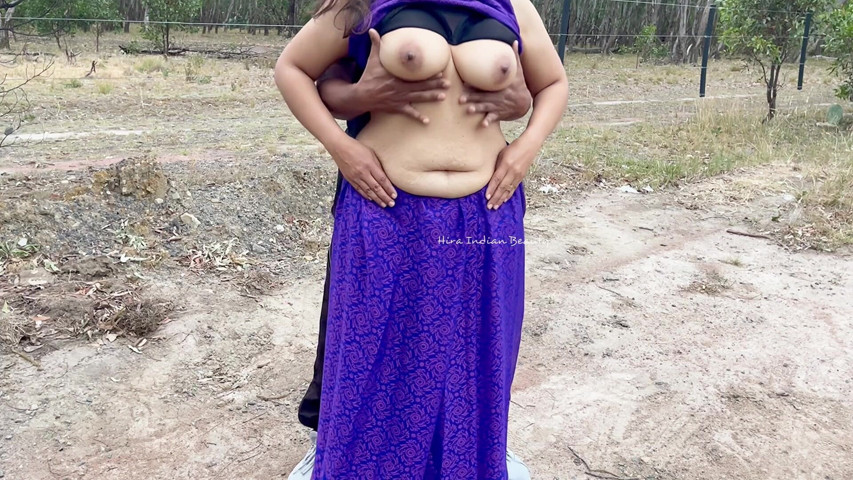 Indian Couple Sex - Cute Desi Wife's Saree Blouse Removed and Boobs Played in Outdoor Village (Romantic Indian couple)