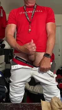 Jockdad87 Edges in Baseball Gear with His Pocket Pussy