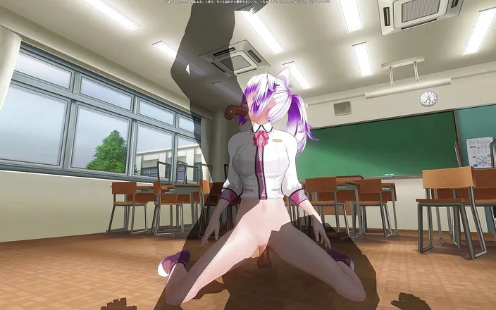 H3DC: 3D HENTAI College girl sucks and rides her friend's cock