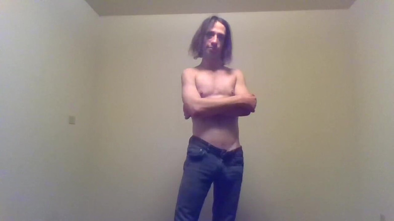 LilTaste: Transgirl Pre-op Topless in Only Jeans, Aroused | Self-photography Posing
