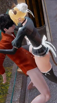 Yaoi - sexy criada gato femboy es follada en público