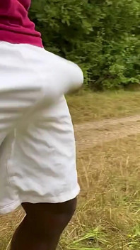 Walking in the Woods, Commando in My White Nylon Shorts!
