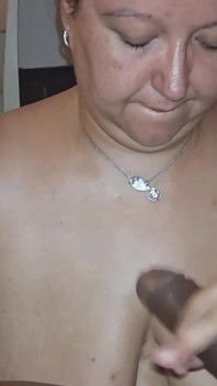 BBC Handjob Moaning Groaning Cumming on My Big Boobs