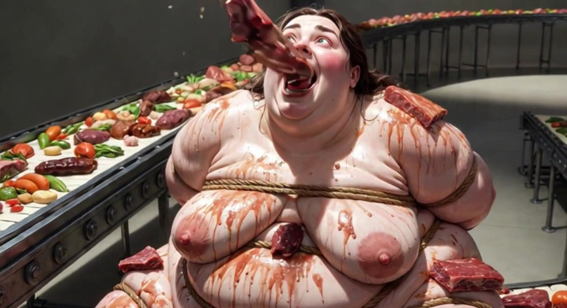 YOUR BEST FANTASY: Humiliated BBW Slave Tied and Stuffing Her Belly Deep