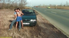 Goldwin pass: Экстремально возбужденная пара трахается на улице