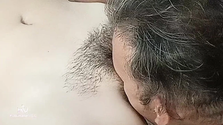 KarameloVzla: Blindfolded Stepdaughter Gives Away Her Hairy Pussy
