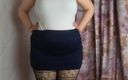 Lena Rose: Mini skirt heels and fishnet stockings