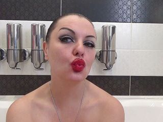 Goddess Misha Goldy: Lip smelling, kissing, duck face with huge red lips. tongue...