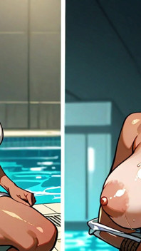 Horny Blonde Showing Tits at Pool