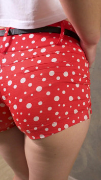 Hot Teen Asian Teasing Visible Panty Line In Very Tight Shorts
