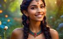 AI Girls: Beautiful Big Breasted Nude Indian Elf Girl with Dandelion Root